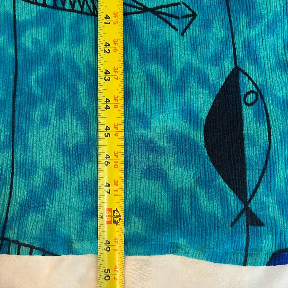 Kaktus Smocked Maxi Fish Print Dress M Beach Boho Vacation Coastal Summer Staple - Picture 12 of 13